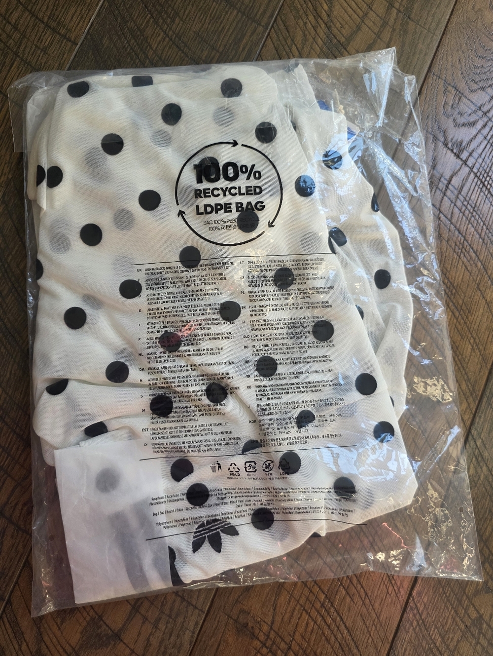 S, M, XL, 2XL Adidas White Black Sheer Midi Skirt with Polka Dots - Picture 4 of 10